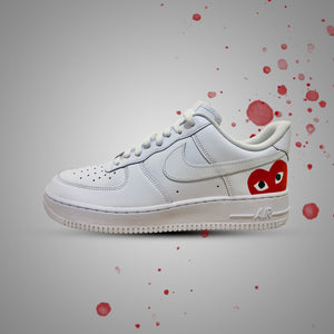 CDG Heart Red Custom Air Force 1 Painted
